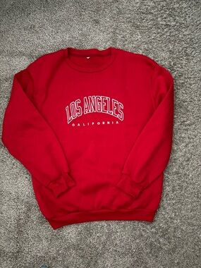SHEIN Red 'Los Angeles California' Crewneck Sweatshirt